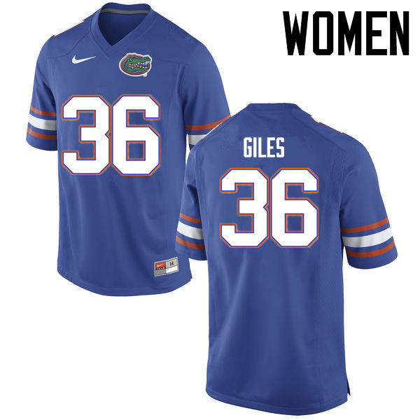 Women Florida Gators #36 Eddie Giles College Football Jerseys Sale-Blue